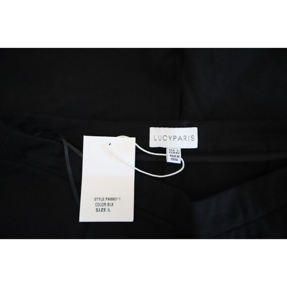 LUCY PARIS PA8907-1 Women's Sz Large Black Kari Slit Cuff Stretch Pants - Picture 4 of 11